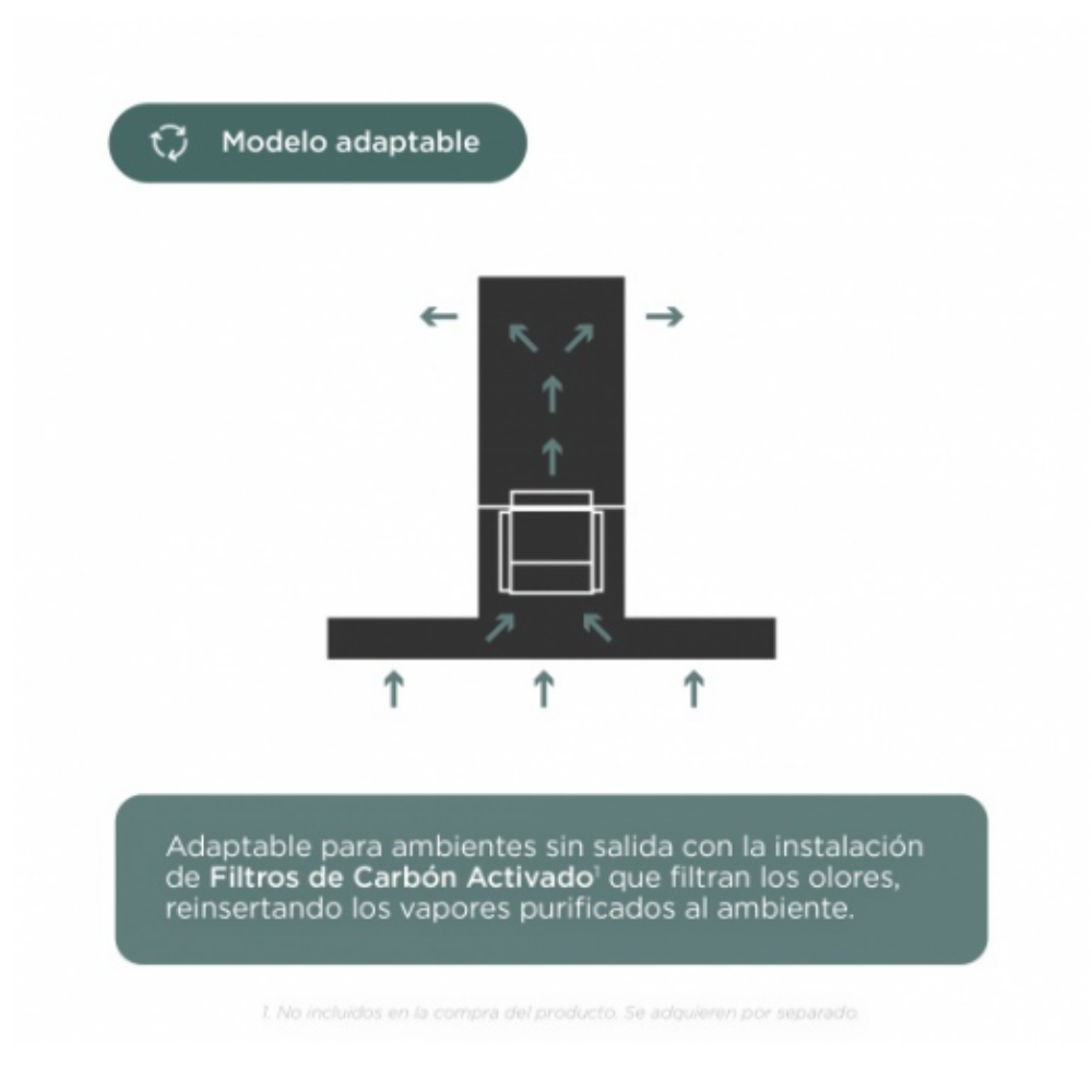 Campana Extractora / Purificadora TST Lacar 75 cm Acero Inoxidable #75-A-3V-CM - Imagen 2