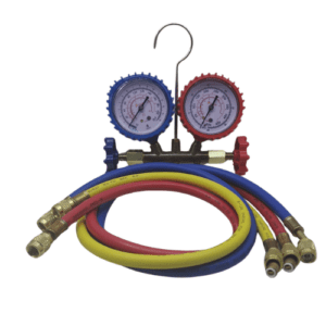 Manifold R22 R12 R502 Cuerpo Bronce Con Visor Y 3 Mangueras