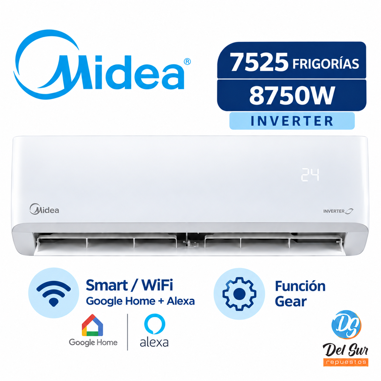 Aire Acondicionado Split Midea Inverter Smart 7525 Frigorías