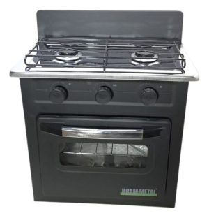 Anafe Cocina 2 Hornallas C/ Horno Bram Metal G/e Color Negro