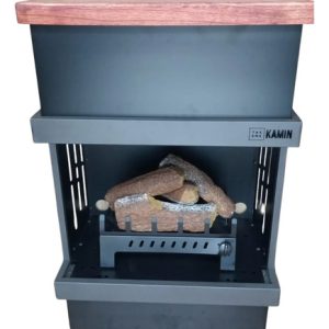 Hogar Kamin Kompakt P/ Leños A Gas Metalico T/ Cedro + Fogon Negro