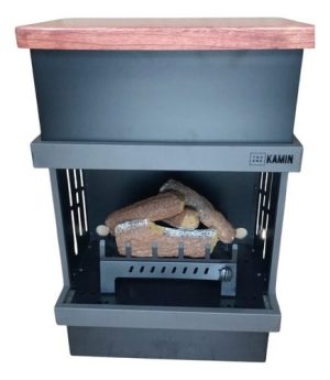 Hogar Kamin Kompakt P/ Leños A Gas Metalico T/ Cedro + Fogon Negro