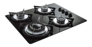 Anafe A Gas Vidrio Tst Spezia 4 Hornallas Negro Encendido Negro