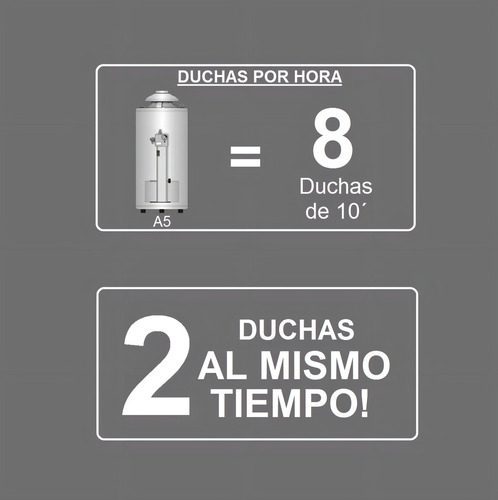 Termotanque Eskabe Acquapiu A Gas 800l A5 Alta Recuperación Gris Plata - Imagen 4