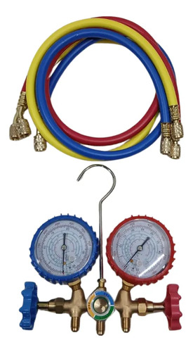 Manifold Dual R22 R410 R404 R134 Mangueras 90cm Y Visor