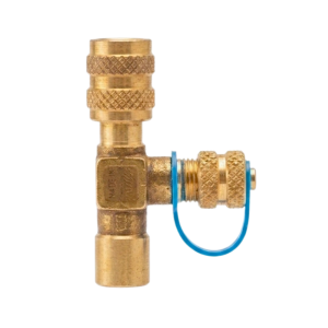 Adaptador Tee para Vacuómetro 1/8" NPT Hembra x 1/4" Flare Macho con Accesorio Giratorio