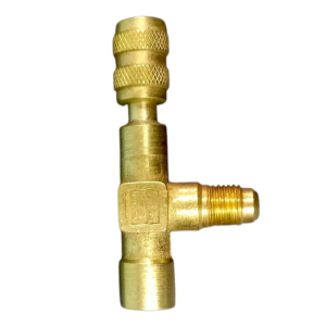 Adaptador Tee para Vacuómetro 1/8" NPT-H x 1/4" Flare Macho x 1/4" Flare Hembra