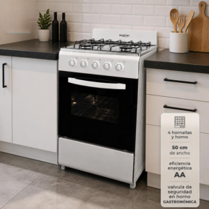 Cocina Martiri 3001 Blanca con Mesada Superior de Acero Inox – Gas Natural #3001-G