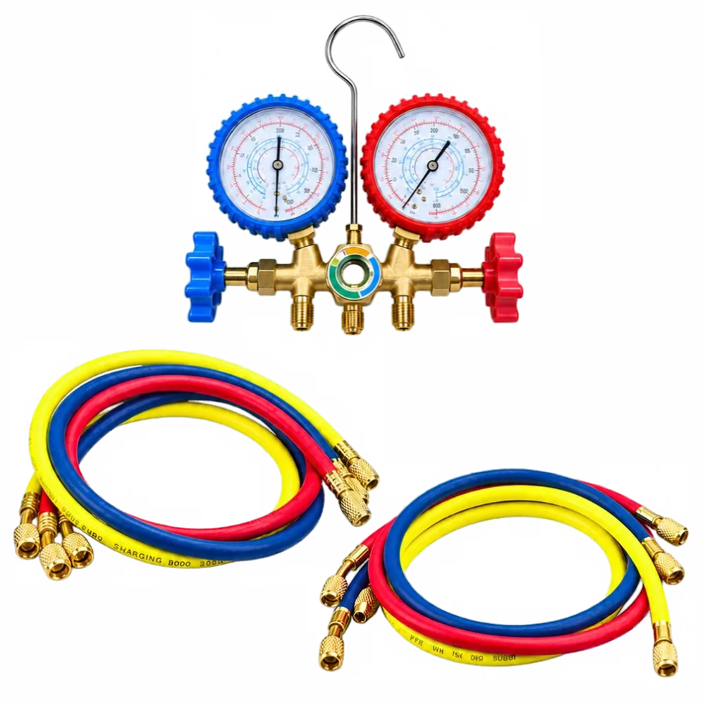 Kit Manifold Dual + 2 Juegos de Mangueras para R410A y R22